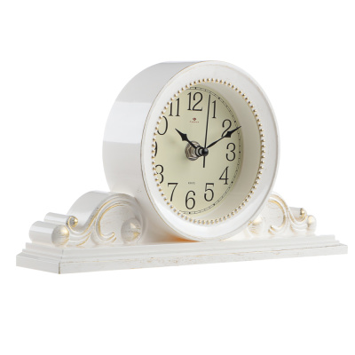 Часы настольные 26х14 см, корпус белый с золотом "Классика", арт.2514-003 (1/10)