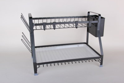 Сушилка для посуды 41,5*25,5*31см (угл.сталь) чёрный (1/12)