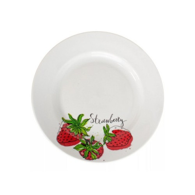 Тарелка мелкая диам. 200 мм Гладкий край Клубничное настроение (фарфор) , р.4 (30)