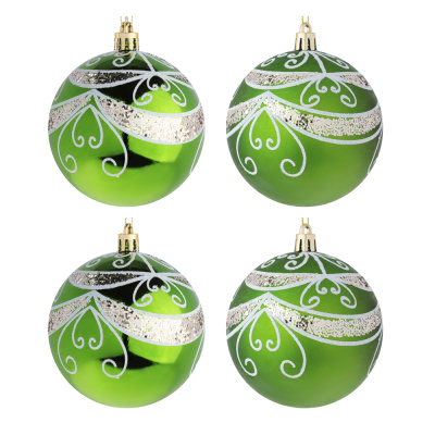 Набор шаров 8 см, 4 шт, пластик, глиттер, 26-158 СНОУ БУМ (1/48)