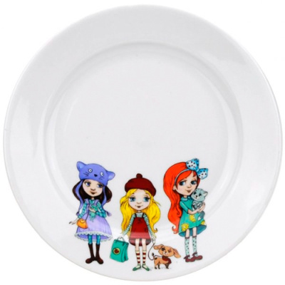 Тарелка мелкая диам. 175 мм Гладкий край Девочки (фарфор) , р.1799 (30)