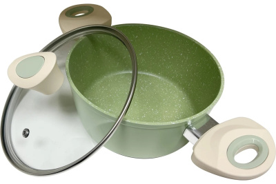 Кастрюля 3,9 л. Olivia,мрамор.А/П,стекл.крышка (алюм.) (6)