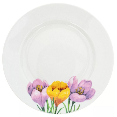 Тарелка мелкая диам. 240 мм Гладкий край Крокусы (фарфор) , р.4 (20)