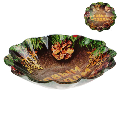 Салатник круглый, 18х4,5см, стекло Шишки (1/6/36)