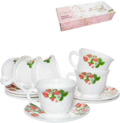 Набор чайный 12пр "Клубника" стекло(1/12)