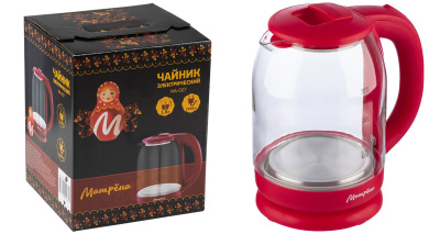 Чайник 1,8л МАТРЕНА MA-007 1500Вт вишневый (стекло) (1/12)