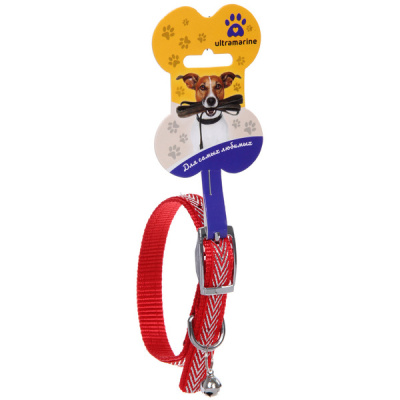 Ошейник нейлоновый "Калипсо" 1,5*38см с колокольчиком, цвет красный Ultramarine(1/12)