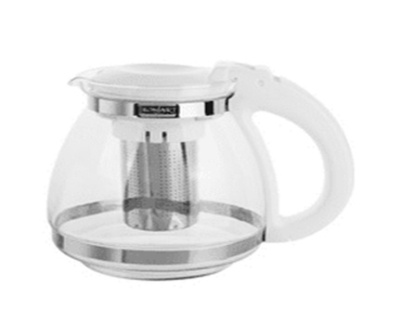 Чайник заварочный 1500 мл с фильтром цв. белый (стекло) (1/18)     