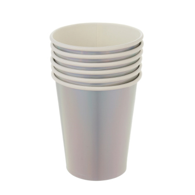 Набор стаканов одноразовых, 6 шт, 250 мл, бумага, голография (12/240)