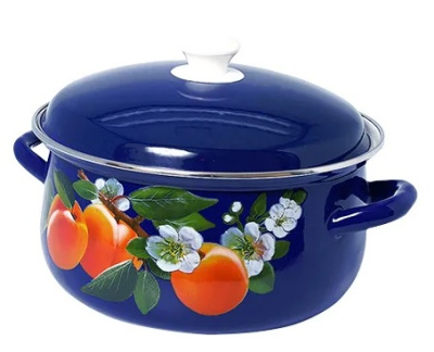 Кастрюля  4,0л сф. с/дек (синяя) эмаль (4)