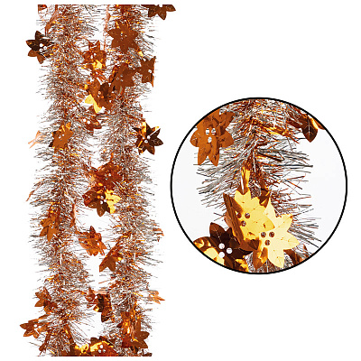 Мишура со снежинками "Новый год"  цвет серебро+медь (1/10)