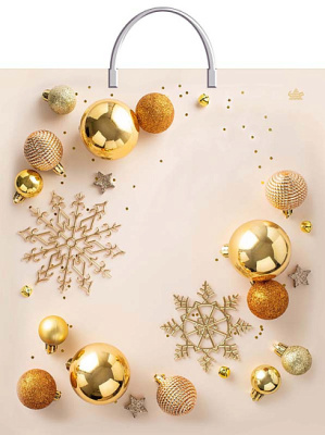 Пакет Новогодний блеск- пластиковая ручка 440х400х100см (10/100)