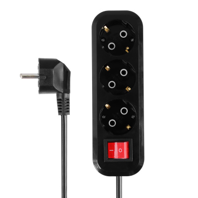 Удлинитель бытовой ПРОФИ 10 метров, с кнопкой, 3 гнез, с заземлен,сеч кабеля 1,5мм,евро ЕРМАК (1/20)