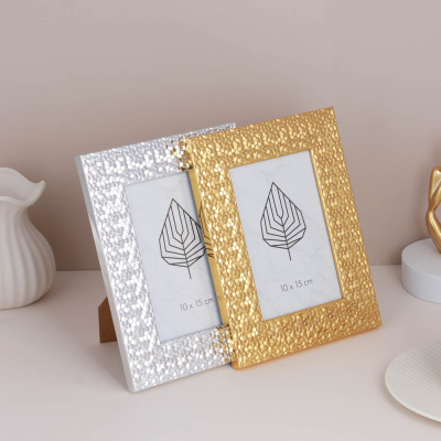 Фоторамка, 10х15 см, полистирол, 2 дизайна, золото и серебро (2/24)