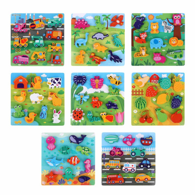 Рамка вкладка дерев. развив. формы на липуч., 22,5х22,5х1,2см, дерево, 8 диз ИГРОЛЕНД (8/8/80)