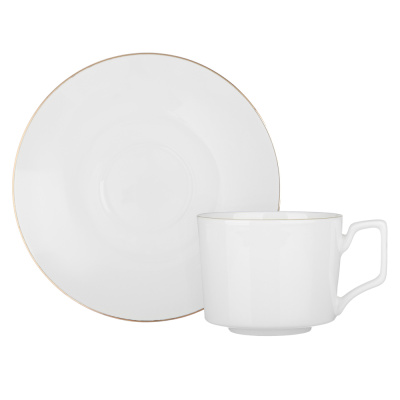 Набор чайный 2 пр., 240мл белый с золотой отводкой, фарфор MILLIMI (1/36)
