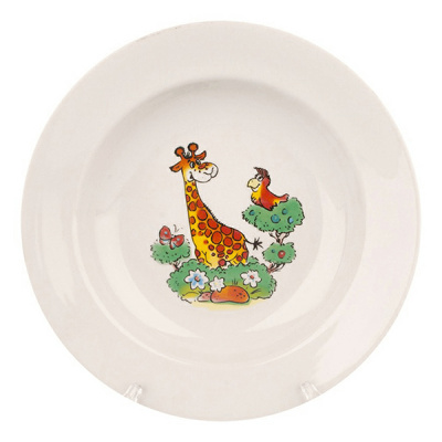 Тарелка мелкая диам. 200 мм Гладкий край Зоопарк (фарфор) , р.1563, С2347 (1/30)
