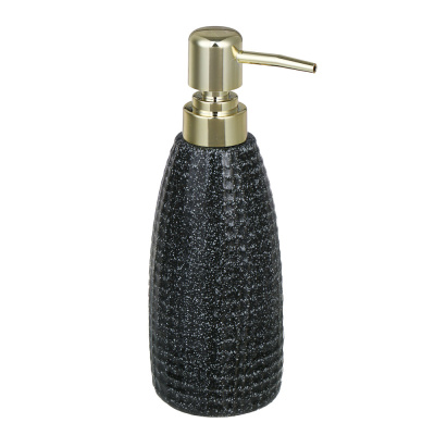 Дозатор д/жидкого мыла, керамика, 350 мл, 7x7x20 см, квадро, черный VETTA (1/35)