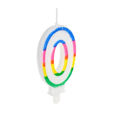 Свеча д/торта в форме цифры, с подставкой (0), парафин, PP Капитан Весельчак (24/576)