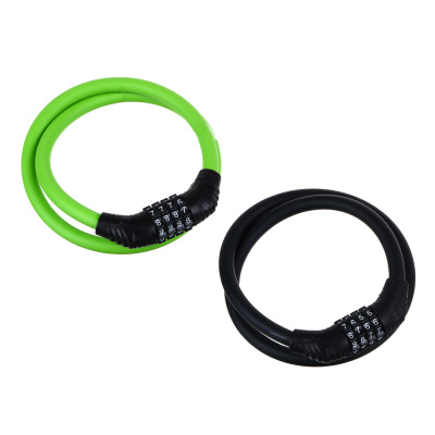 Замок велосипедный, 12x800мм, с матовым кодовым замком из 4 цифр, 2 цвета (1/25)