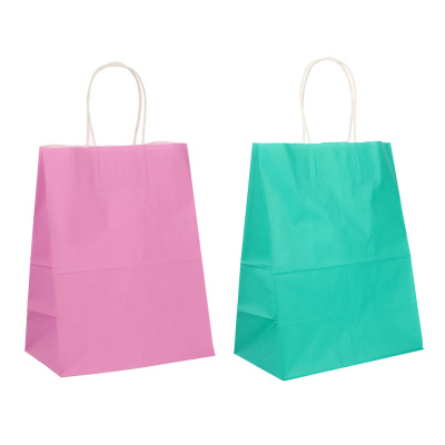 Пакет подарочный с кручеными руч 24x14x30см, 2цв: роз/зелен в асс (10/200)