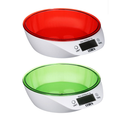 Весы кухонные электронные c чашей, макс.нагрузка до 5кг (точн. измер. 1 гр) LEBEN (1/24)