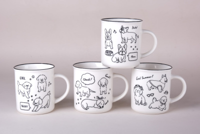 Кружка 350мл Собаки микс (4цв) фарф (12/72)