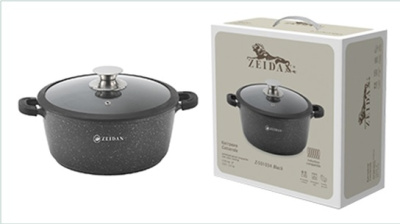 Кастрюля 3,0л с ст/кр Black(индукц.дно,силик.накл.,А/П)(литой алюм)  п/у (1/6)