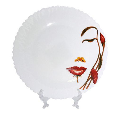 Тарелка 24см обеденная "Природа в лицах" упр.стекло(6/36)