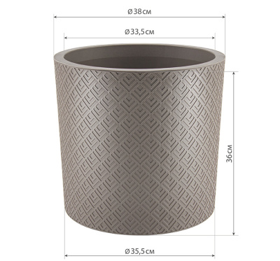 Кашпо "Этна" d=380мм 24л с вставкой Французский серый пласт. (1/12)