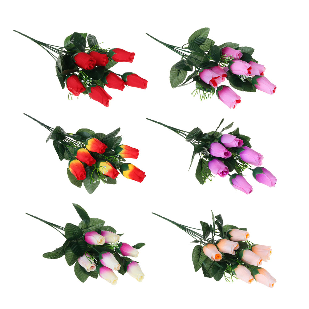 Букет искусственных цветов в виде бутонов роз с гипсофилами, 35-40 см, 6цв LADECOR (1/12)
