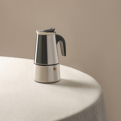 Кофеварка гейзерная, 4 чашки, нержавеющая сталь, нейлоновая ручка (1/30)