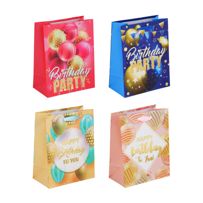 Пакет подарочный, высококачест.бумага, с фольг.слоем, 18x23x10см, 4 диз, С Днем Рождения LAD (12/240