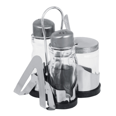 Набор д/соли, перца и горчицы с салфетницей "Комфорт", h13см, нерж. сталь, стекло VETTA (1/60)