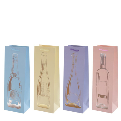 Пакет подарочный (бумага, плотность 210г/м2, блок 12шт), L12 W9 H25 см, 4в.(12/960)