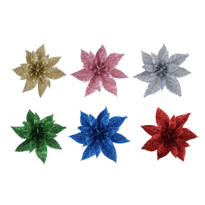 Набор елочных украшений, 6 шт, Пуансеттии, 8 см СНОУ БУМ (1/6)