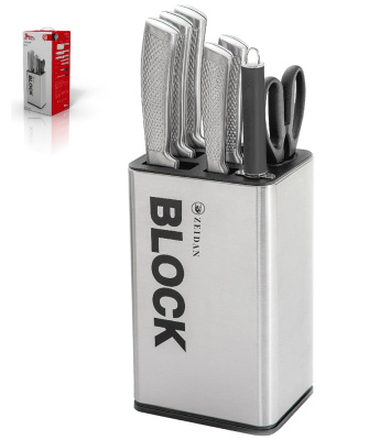 Набор ножей 8 предметов, ручки из нжс с декором, подст.нжс(нжс) п/у (6)