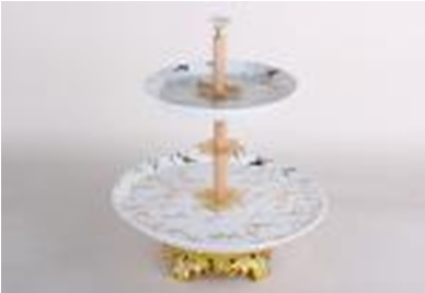 Ваза 2-х ярусная на ножке 18,5*18*5*2/26,5*26,5*2см фарф. (1/16)