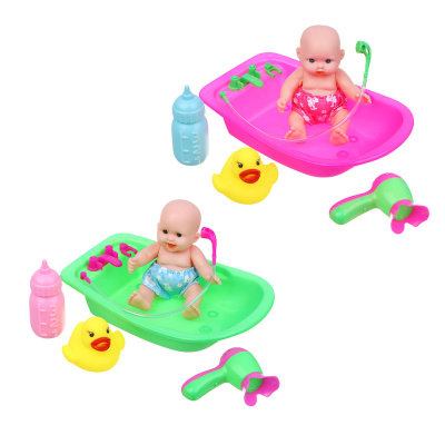 Пупс 12 см в ванночке с аксесс., PVC, PP, 10х8х16 см ИГРОЛЕНД (1/288)