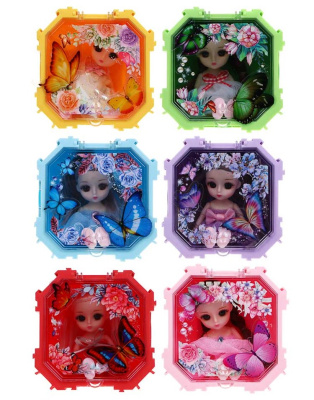 Кукла шарнирная в шкатулке, PP, PVC, ABS, 10,5х6х10,5 см, 4диз ИГРОЛЕНД (4/72)