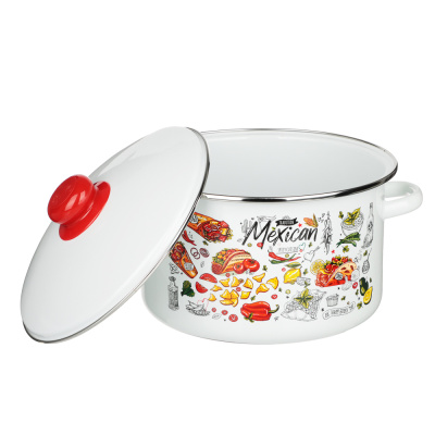 Кастрюля цилиндрическая эмалированная 4л Мексика  (1/2)