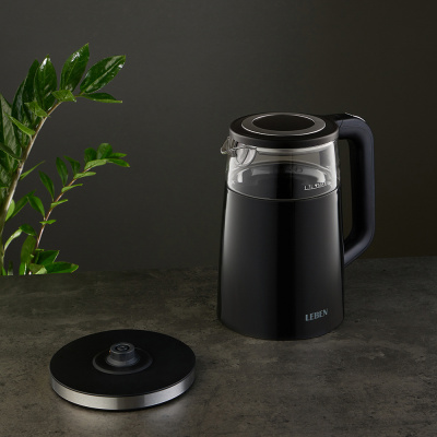 Чайник с электронным управлением, 1,7 л., пластик, стекло LEBEN (1/6)