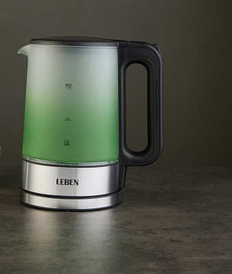 Чайник с цветной колбой 1,7 л., стекло LEBEN (1/6)