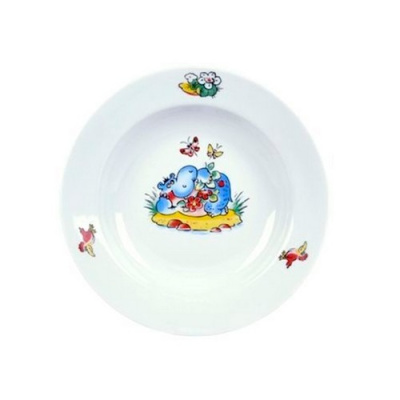 Тарелка глубокая диам. 200 мм Гладкий край Зоопарк (фарфор) , р.1563, С2347 (24)