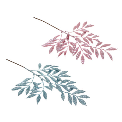 Ветка декоративная с глиттером, пластик, 44 см, 2 цв СНОУ БУМ (1/12)