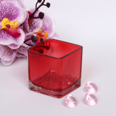 Подсвечник "Oasis-Cube" 6*6см цвет красный (1/6)