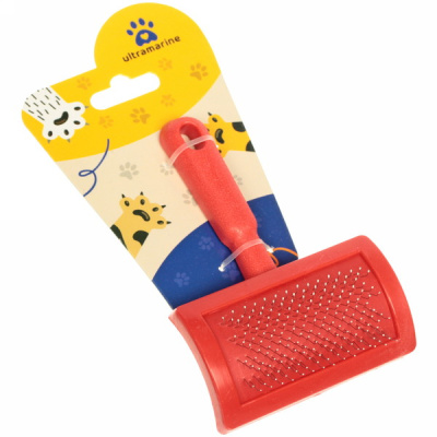 Расческа-пуходерка для кошек и собак "Пушок" 12см цвет красныйUltramarine (1/12