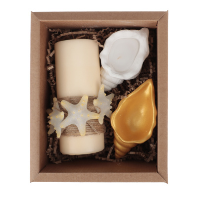 Набор подарочный (свеча декоративная 1шт, фигурка интерьерная 1шт, свеча подарочная 1 шт, 17x25 см)