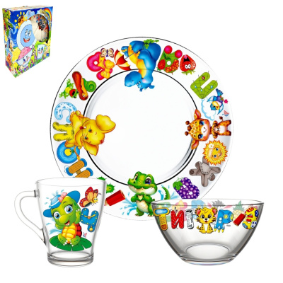 Набор д/завтрака "Абвгдейка" (салат+тар+круж. д/чая) (стекло) (1/4)