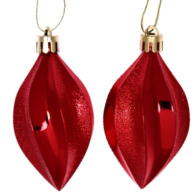 Ёлочные игрушки "Таинственное очарование" Капля 8 см (набор 2шт), красный(пласт.) (1/1)